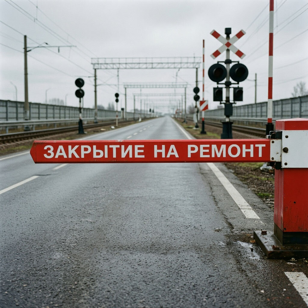 Закрытие железнодорожного переезда.